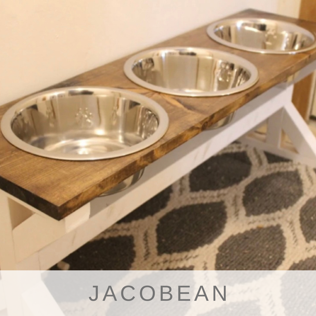 Handcrafted Farmhouse Style Raised Dog Feeder - 3 Bowl