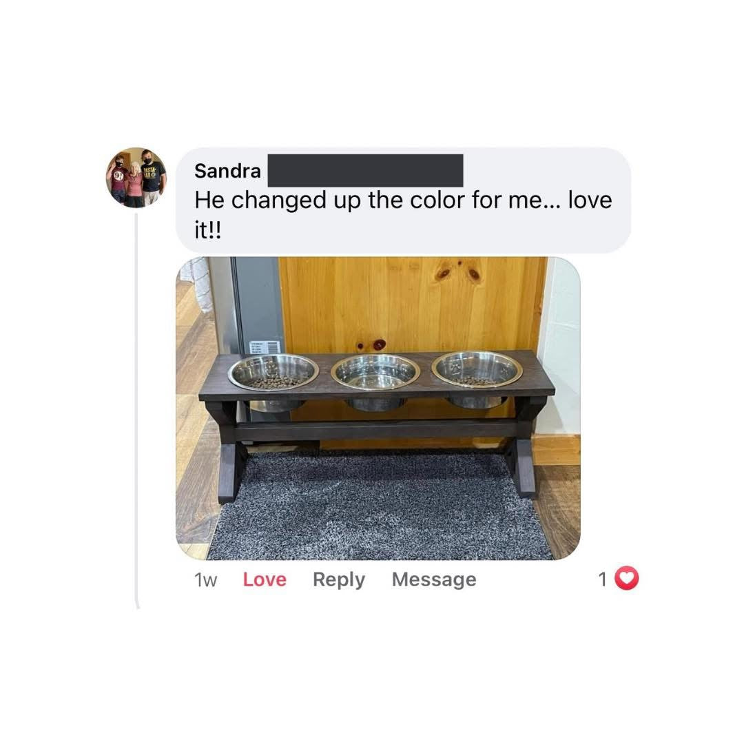 Handcrafted Farmhouse Style Raised Dog Feeder - 3 Bowl